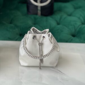 Jimmy Choo Clinch M Drawstring Pouch Bag – At a Glance