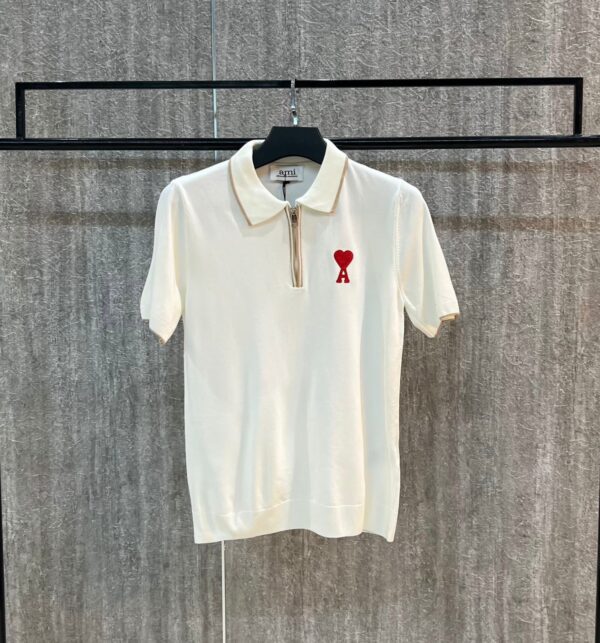 AMI Paris De Coeur Knitted Polo Shirt