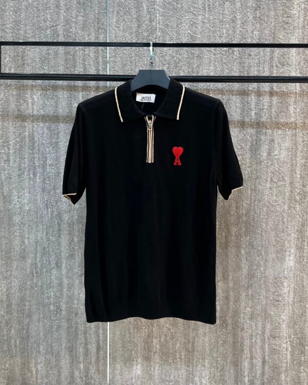 AMI Paris De Coeur Knitted Polo Shirt