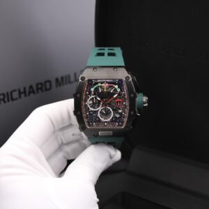 Luxury Skeleton Chronograph Automatic Watch – Carbon Emerald Edition