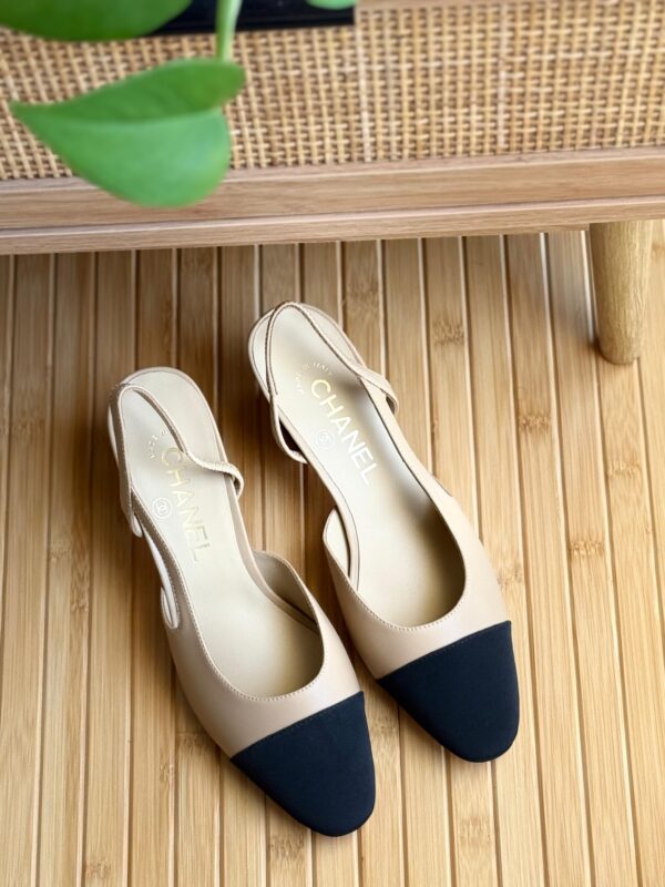 Chanel Slingback Heels – Classic Black & Beige Elegance