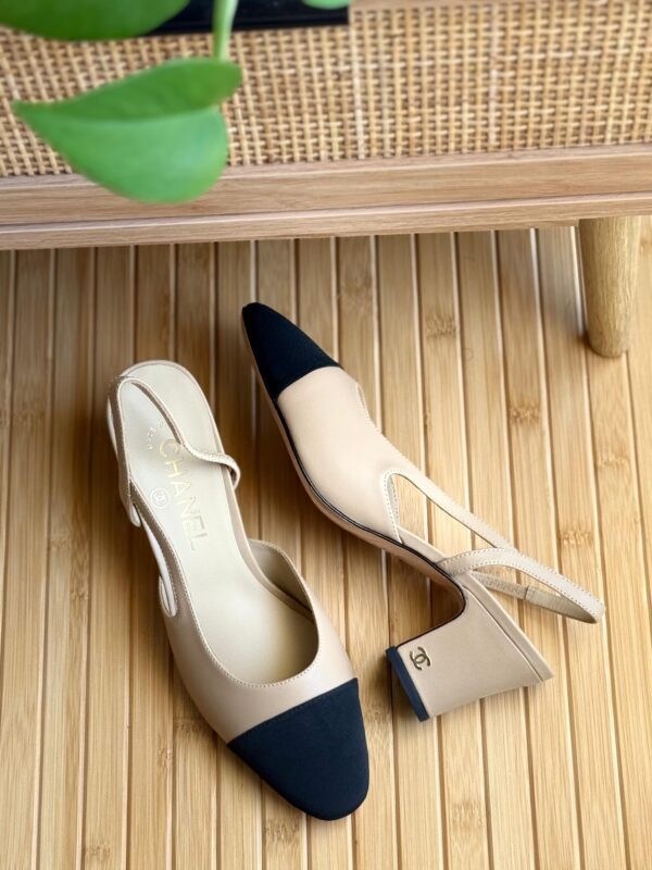 Chanel Slingback Heels – Classic Black & Beige Elegance