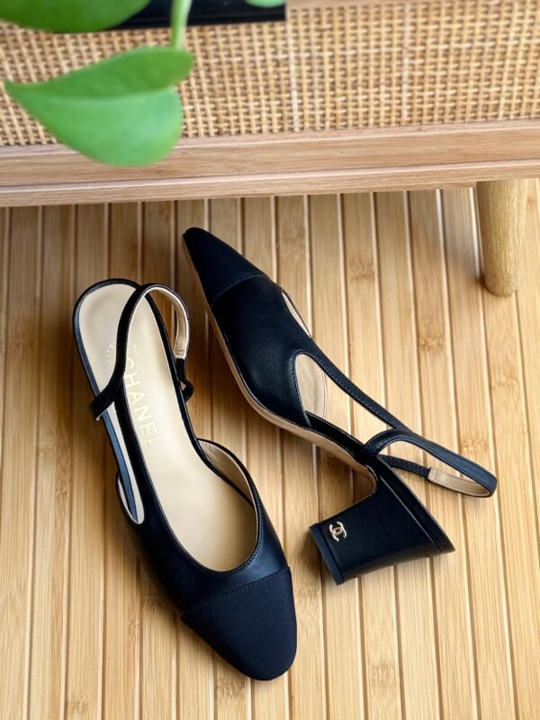 Chanel Slingback Heels – Classic Black & Beige Elegance