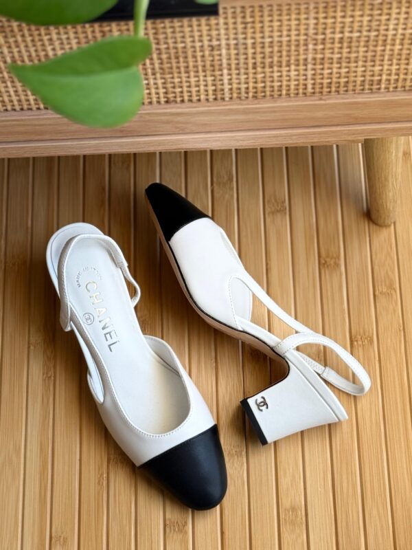 Chanel Slingback Heels – Classic Black & Beige Elegance
