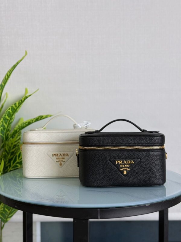 Prada White Saffiano Leather Vanity Bag
