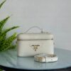 Prada White Saffiano Leather Vanity Bag