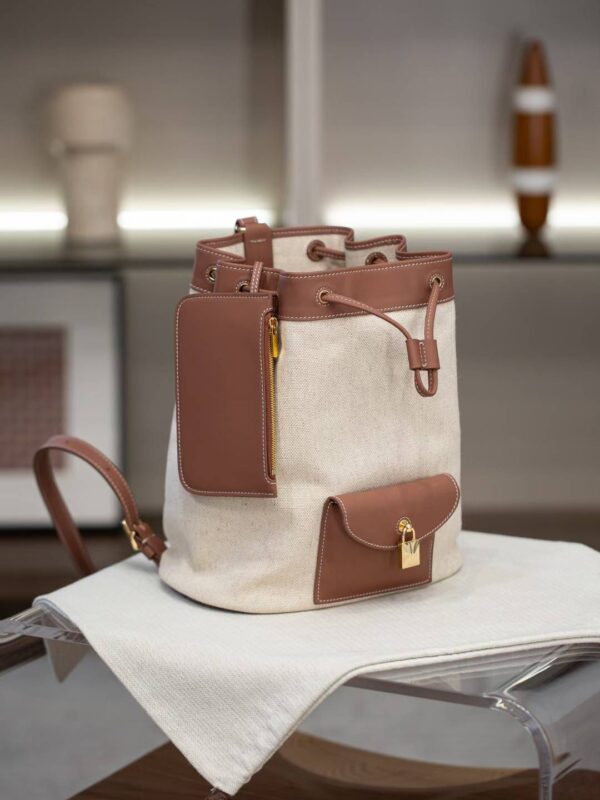 Canvas & Leather Bucket Bag