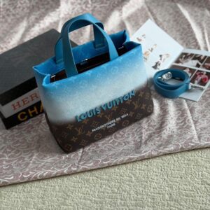 “Luxury blue gradient designer handbag with strap – premium women’s fashion tote bag”