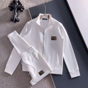 Premium white tracksuit for men – zip-up jacket and joggers athleisure set