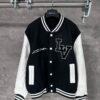 Men’s premium black and white varsity letterman jacket with contrast sleeves