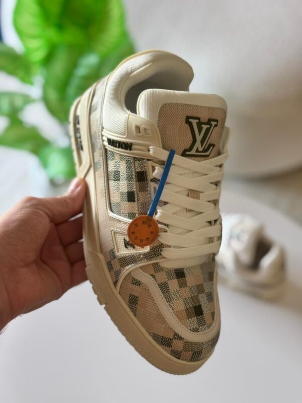 WhatsApp Image 2025-11-18 at 1.23.53 PM (1) Luxury-inspired beige checkered sneakers for men with cushioned sole and premium design