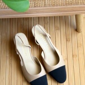 Chanel Slingback Heels – Classic Black & Beige Elegance