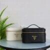 Prada White Saffiano Leather Vanity Bag