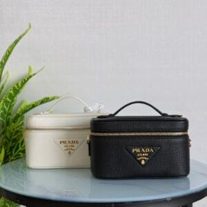 Prada White Saffiano Leather Vanity Bag